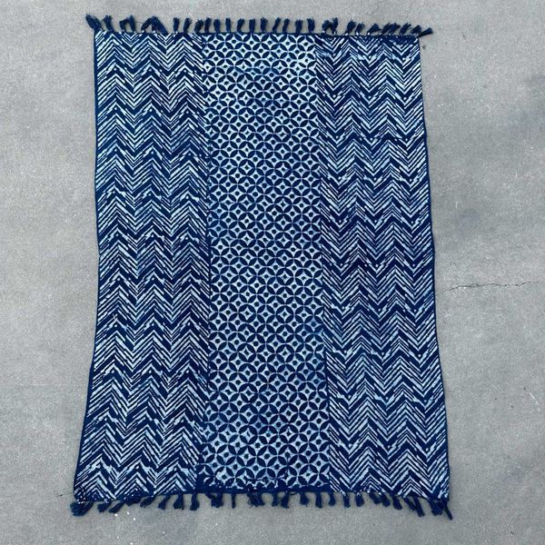 Ručne Vyrábaný Indigový Prehoz - 170x120cm -Vlny Namoona