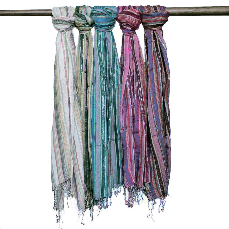 Indické Boho Šatky - 50x180cm - Rôzne Farby so Zlatou Niťou