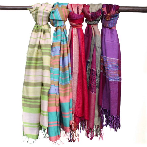Veľké Indické Boho Šatky - 75x180cm - Odtiene Fialovej