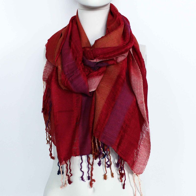 Veľké Indické Boho Šatky - 75x180cm - Odtiene Fialovej