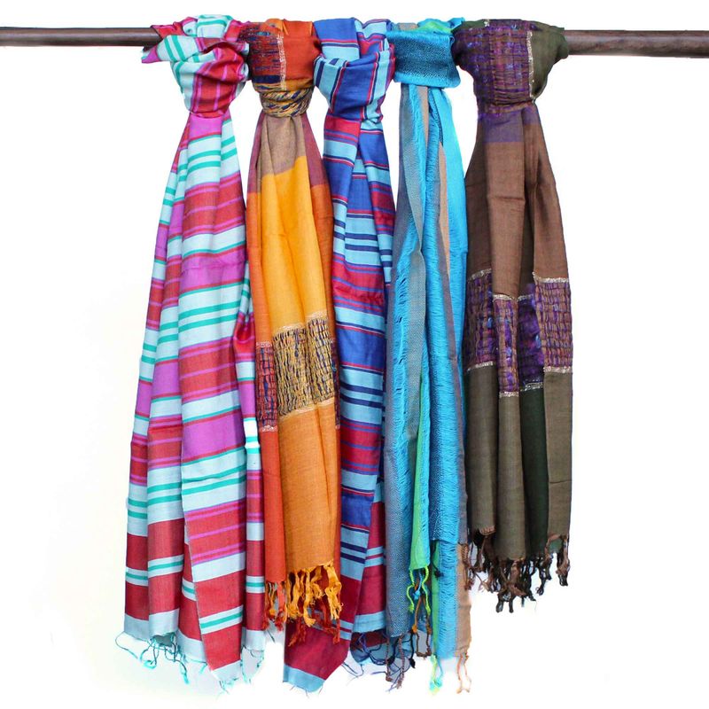 Veľké Indické Boho Šatky - 75x180cm - Odtiene Modrej