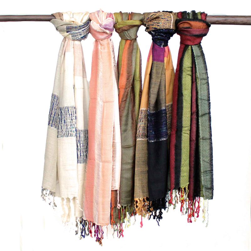 Veľké Indické Boho Šatky -75x180cm - Odtiene Zelenej