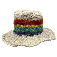 Ručne Pletený Klobúk Boho Festival z Konope a Bavlny – Dúhový