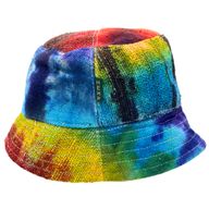 Záplatovaný Klobúk Boho Festival z Konope a Bavlny - Tie Dye