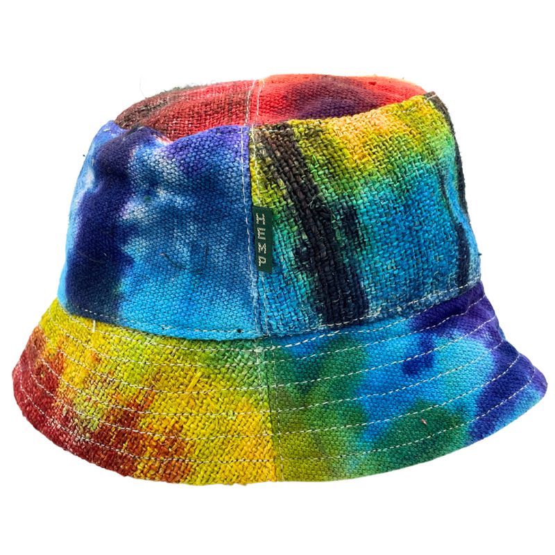 Záplatovaný Klobúk Boho Festival z Konope a Bavlny - Tie Dye