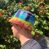 Záplatovaný Klobúk Boho Festival z Konope a Bavlny - Tie Dye