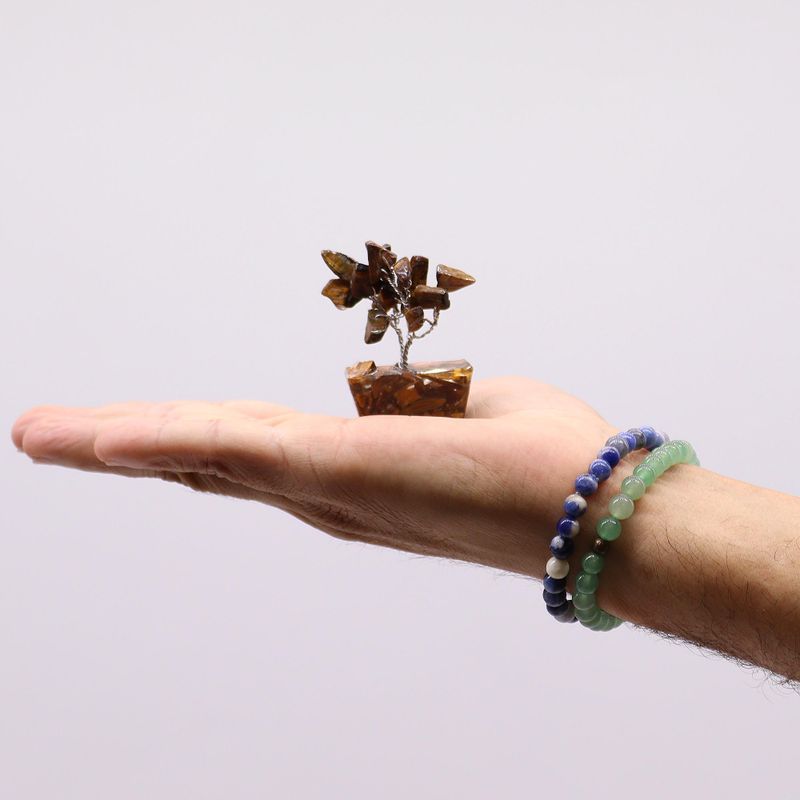 Mini Stromčeky z Drahých Kameňov na Orgonitovej Základni - Tigrie Oko (15 kameňov)