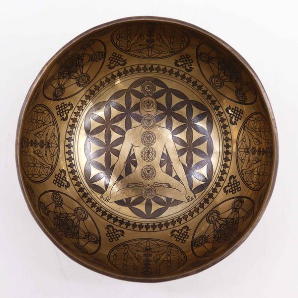 Tibetská Liečivá Gravírovaná Miska - 16 cm - 7 čakier