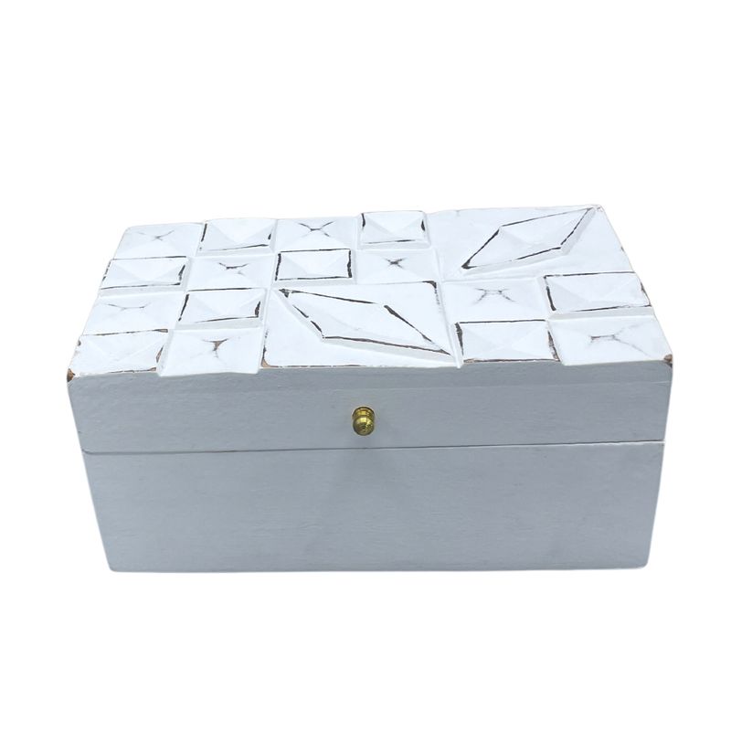 Vintage Deco - Viacúčelová Krabička - 22x12x10cm - Biele Diamanty