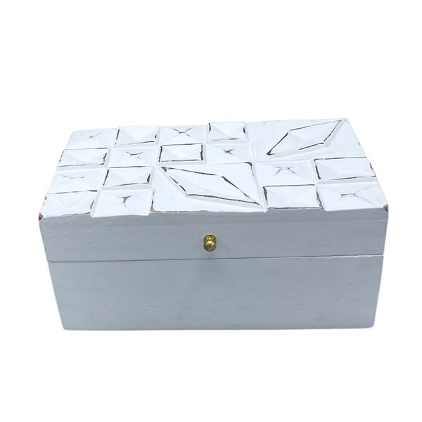 Vintage Deco - Viacúčelová Krabička - 22x12x10cm - Biele Diamanty