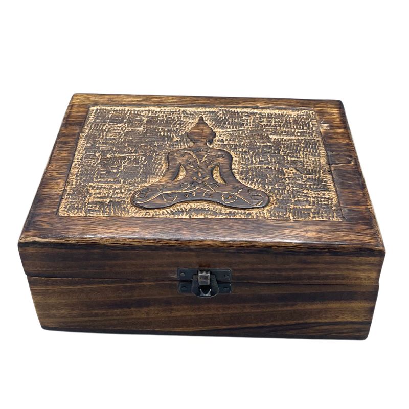 Veľká Drevená Spomienková Krabička 20x15x7.5cm - Budha