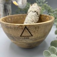 Drevená Rituálna Miska na Vykurovacie Zväzky – Štyri Elementy – 12x7 cm