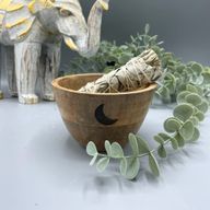 Drevená Rituálna Miska na Vykurovacie Zväzky - Tri Mesiace - 12x7cm