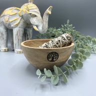 Drevená Rituálna Miska na Vykurovacie Zväzky - Strom Života - 14x7cm