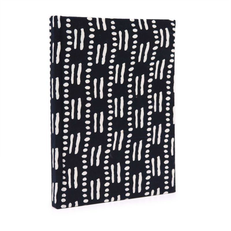 Bavlnené Zápisníky 20x15cm - 96 Strán - Čierne Bodky a Čiarky