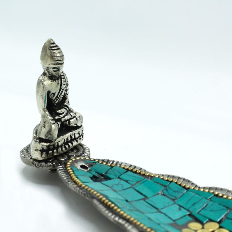 Tibetský Stojan na Vonné Tyčinky - Dlhý List - Budha