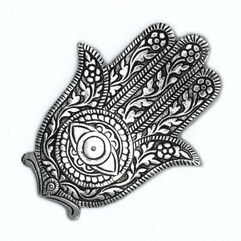 Stojan na Vonné Tyčinky Hamsa z Lešteného Hliníka, 14 cm