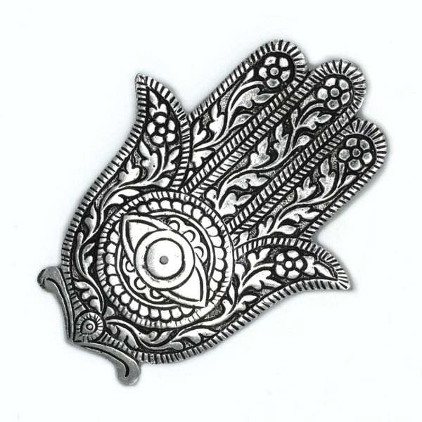 Stojan na Vonné Tyčinky Hamsa z Lešteného Hliníka, 14 cm