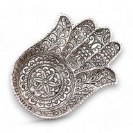Leštený Hliníkový Stojan na Vonné Tyčinky Veľký Hamsa 18x13cm