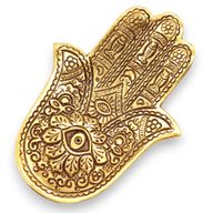Zlatý Hliníkový Stojan na Vonné Tyčinky Hamsa 13x5,5 cm