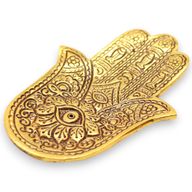 Zlatý Hliníkový Stojan na Vonné Tyčinky Hamsa 13x5,5 cm