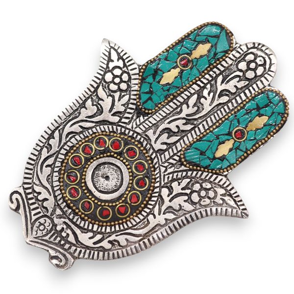 Zelený Malý Stojan na Vonné Tyčinky Hamsa 13x5,5 cm