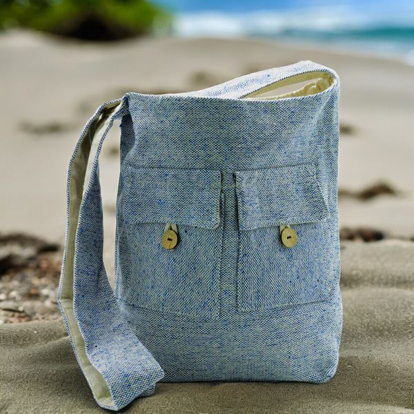 Prírodná Taška s Dvoma Vreckami - Denim - Stredná