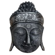 Bytová Dekorácia Hlava Budhu - 25cm - Strieborná Lesklá