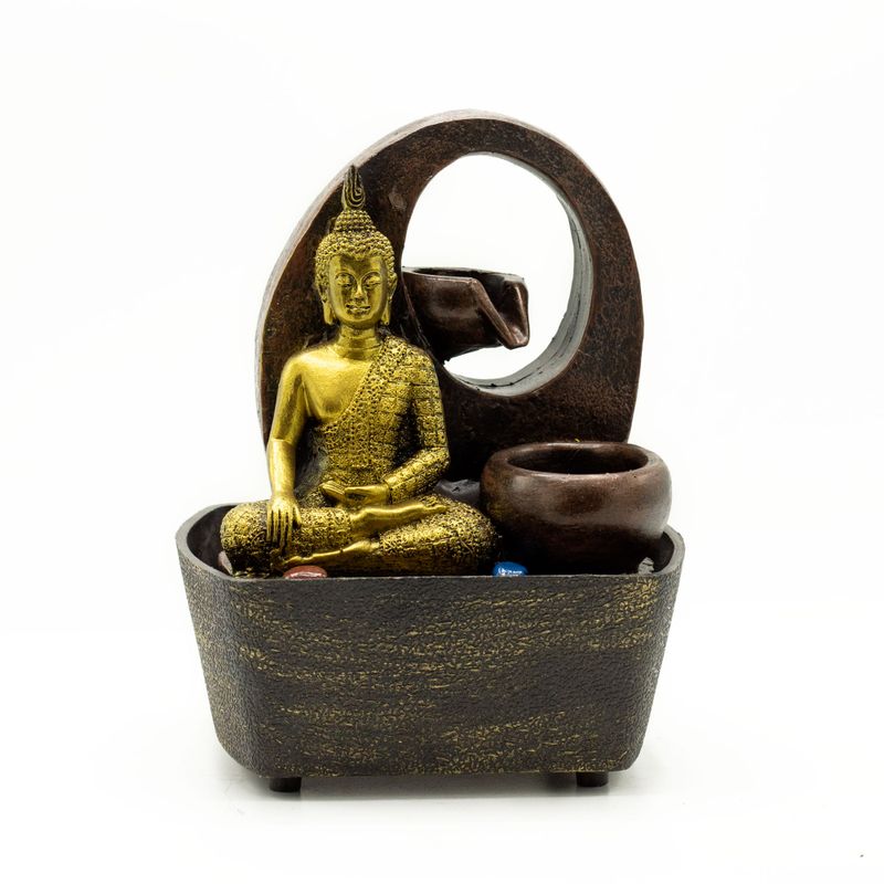 Stolová Fontánka - 21.5cm - Zlatý Budha