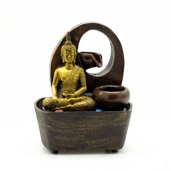Stolová Fontánka - 21.5cm - Zlatý Budha