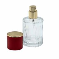 Okrúhla Rebrovaná Sprejová Fľaša s Uzáverom 30ml - Červená