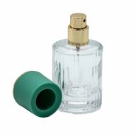 Okrúhla Rebrovaná Sprejová Fľaša s Uzáverom 30ml - Modrozelená