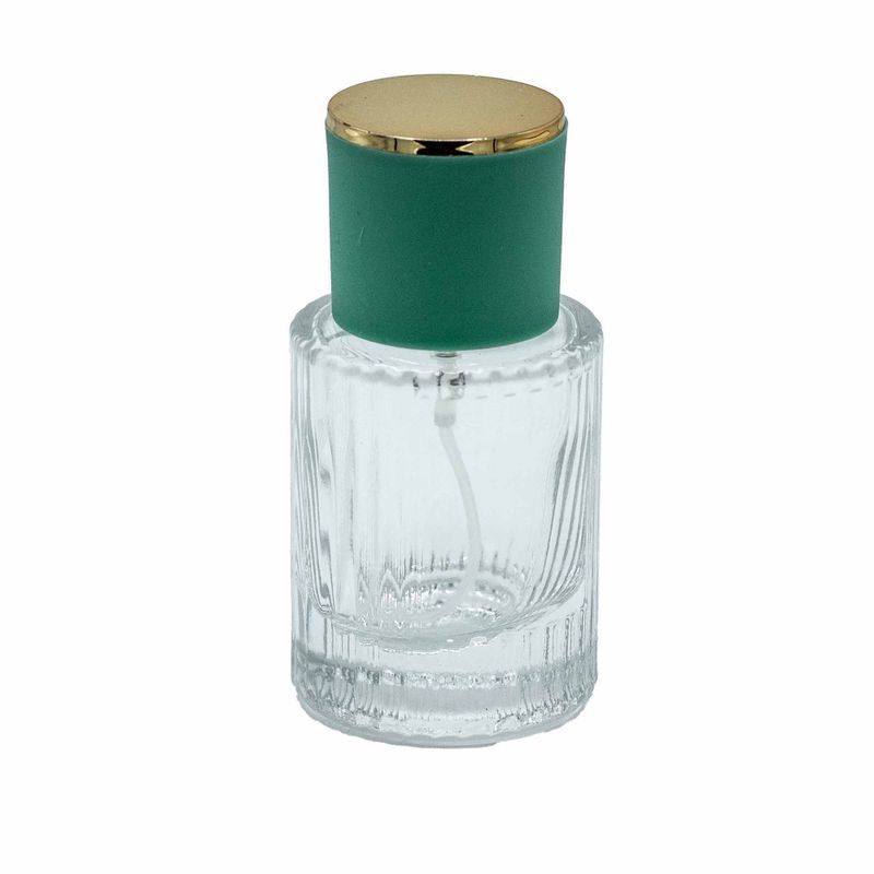 Okrúhla Rebrovaná Sprejová Fľaša s Uzáverom 30ml - Modrozelená
