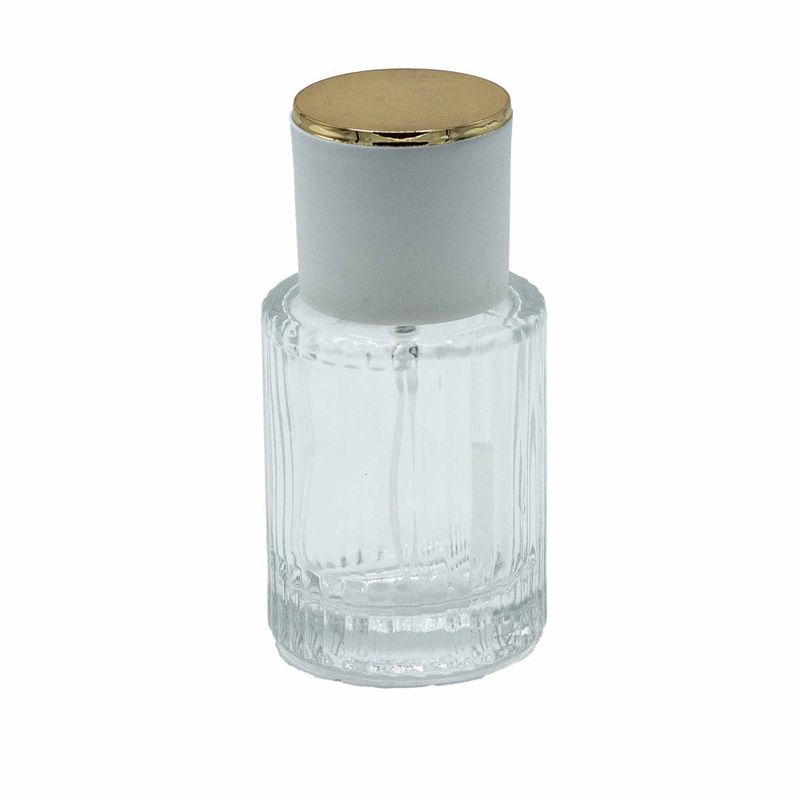 Okrúhla Rebrovaná Sprejová Fľaša s Uzáverom 30ml - Biela