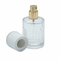 Okrúhla Rebrovaná Sprejová Fľaša s Uzáverom 30ml - Biela