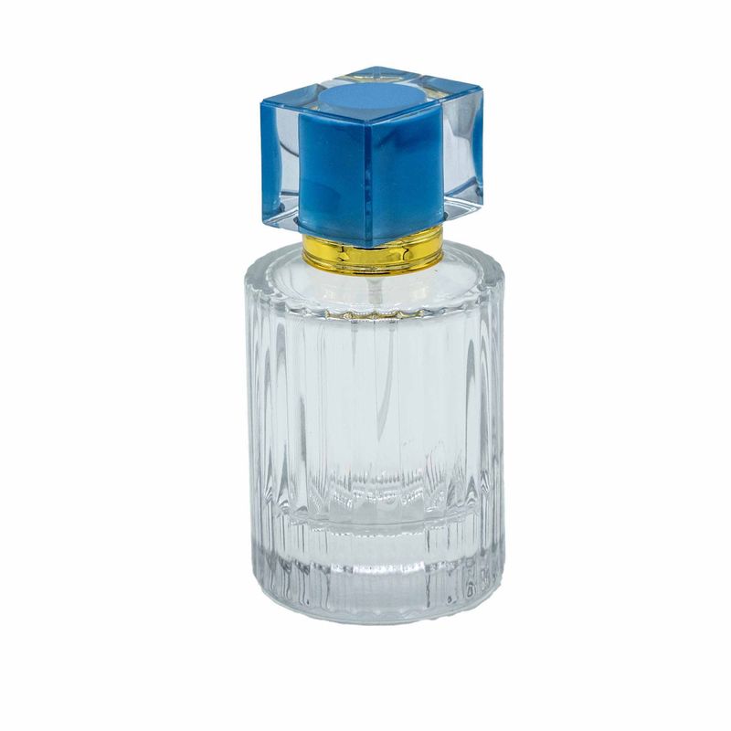 Okrúhla Rebrovaná Sprejová Fľaša s Uzáverom 50ml - Púdrová Modrá
