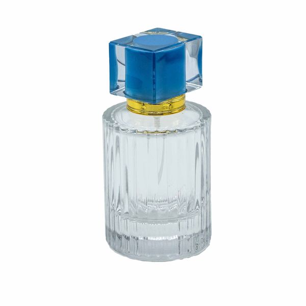 Okrúhla Rebrovaná Sprejová Fľaša s Uzáverom 50ml - Púdrová Modrá