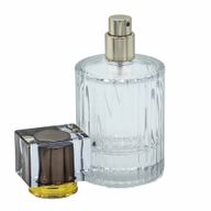 Okrúhla Rebrovaná Sprejová Fľaša s Uzáverom 50ml - Hnedá