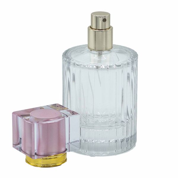 Okrúhla Rebrovaná Sprejová Fľaša s Uzáverom 50ml - Ružová