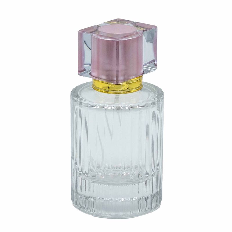 Okrúhla Rebrovaná Sprejová Fľaša s Uzáverom 50ml - Ružová