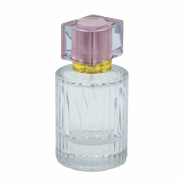 Okrúhla Rebrovaná Sprejová Fľaša s Uzáverom 50ml - Ružová