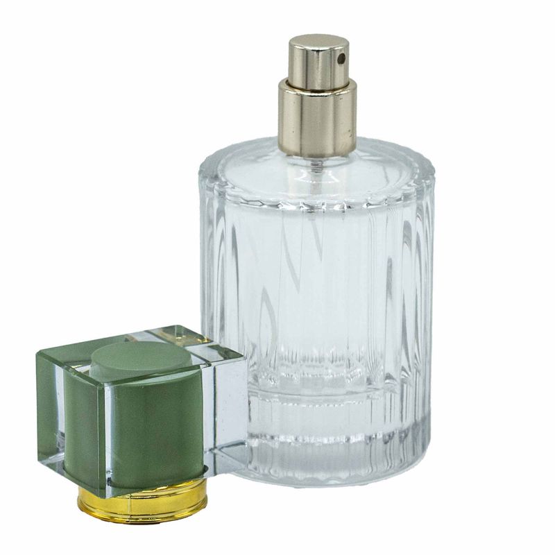 Okrúhla Rebrovaná Sprejová Fľaša s Uzáverom 50ml - Modrozelená