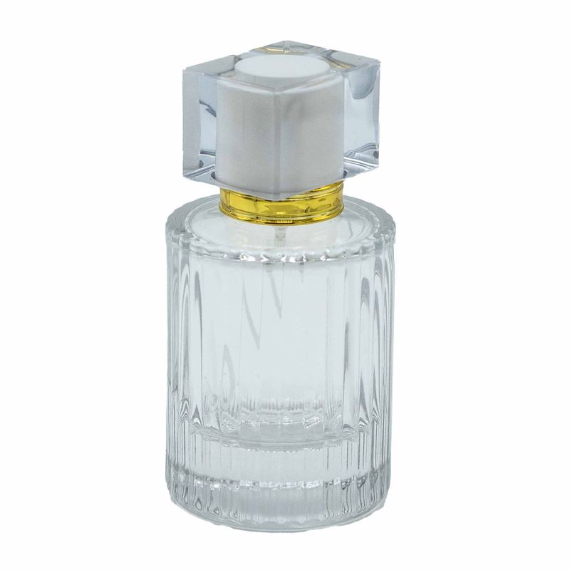 Okrúhla Rebrovaná Sprejová Fľaša s Uzáverom 50ml - Biela