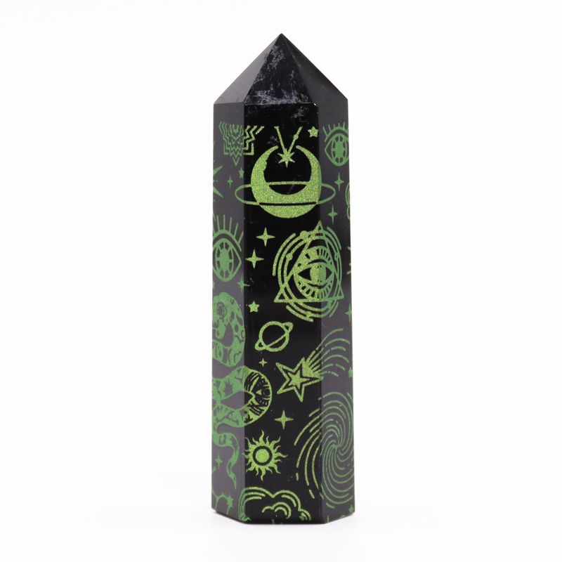 Čierne Obsidiánové Hroty (cca 60-70 g, 9 cm) – Mystický Príbeh – Zelený Les