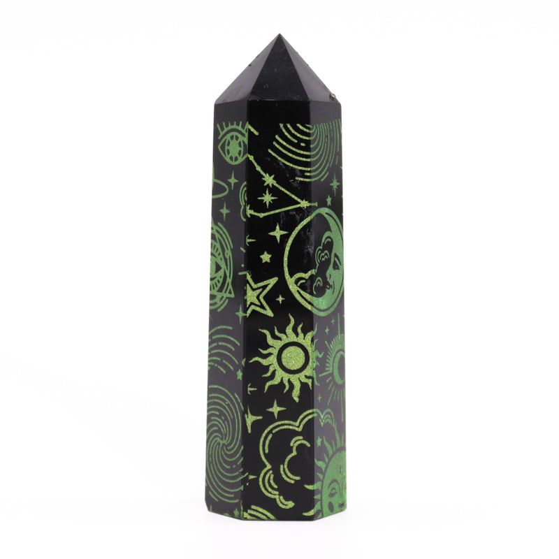 Čierne Obsidiánové Hroty (cca 60-70 g, 9 cm) – Mystický Príbeh – Zelený Les
