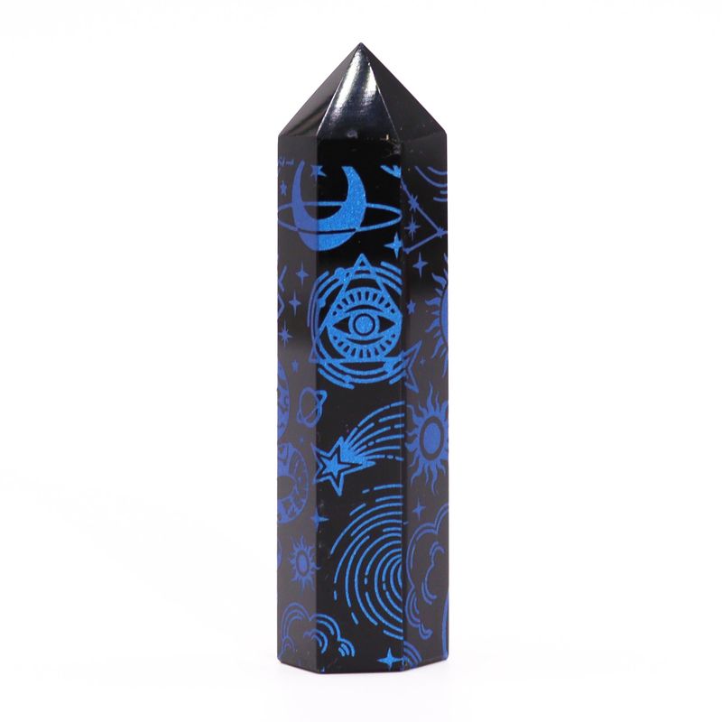 Čierne Obsidiánové Hroty (cca 60-70 g, 9 cm) -Mystický Príbeh - Polnočná Modrá