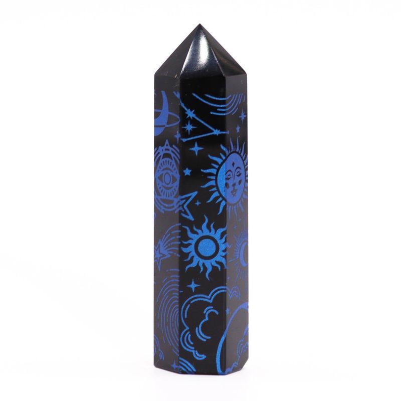 Čierne Obsidiánové Hroty (cca 60-70 g, 9 cm) -Mystický Príbeh - Polnočná Modrá