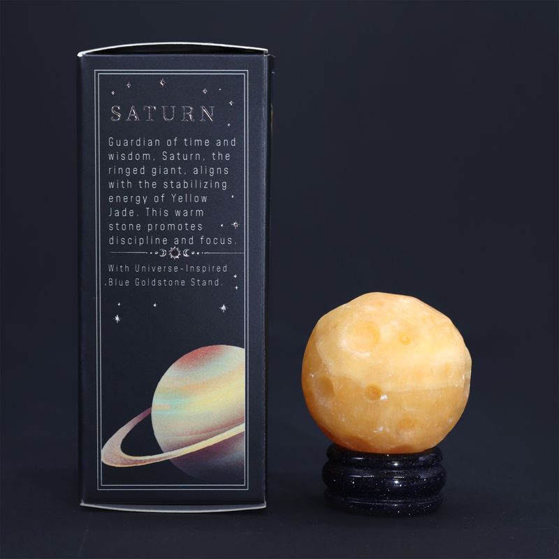Žltý Nefrit na Stojane zo Zlatého Kameňa - Saturn 40mm