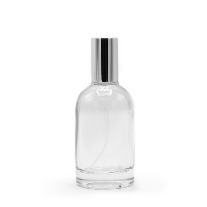 50 ml Okrúhla Hrubá Fľaška, Strieborný Sprej a Uzáver