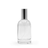 50 ml Okrúhla Hrubá Fľaška, Strieborný Sprej a Uzáver